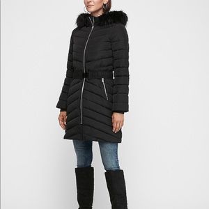 Longed Belted Puffer Coat Express
